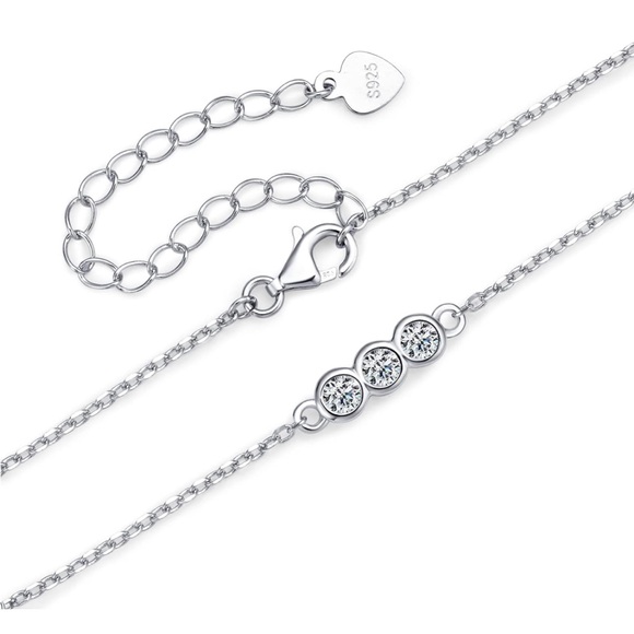 3 Stone Carat Diamond Moissanite Solitaire Dainty Chain Adjustable Bolo Bracelet - Picture 10 of 10